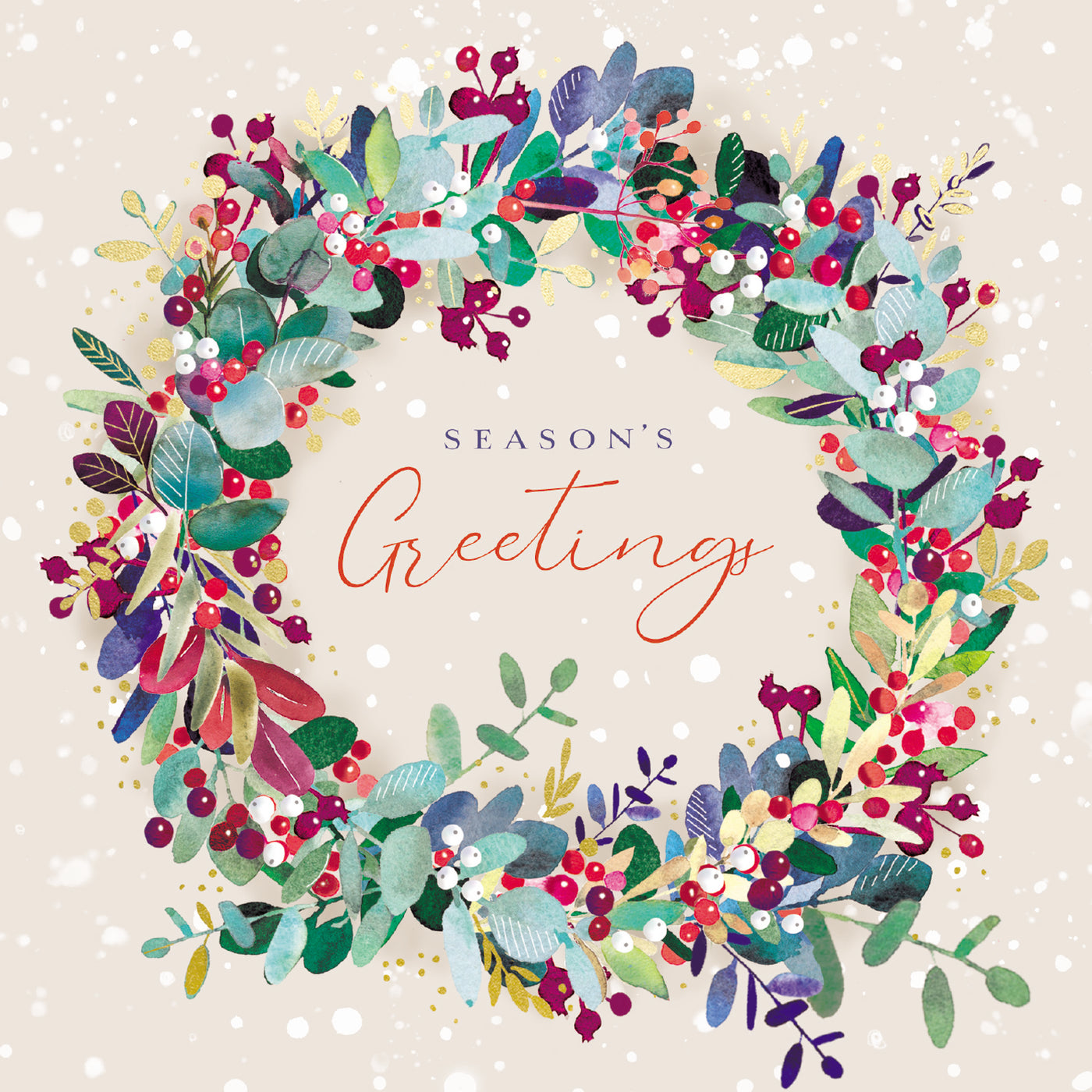 Bright Berry Wreath - 10 Christmas Cards